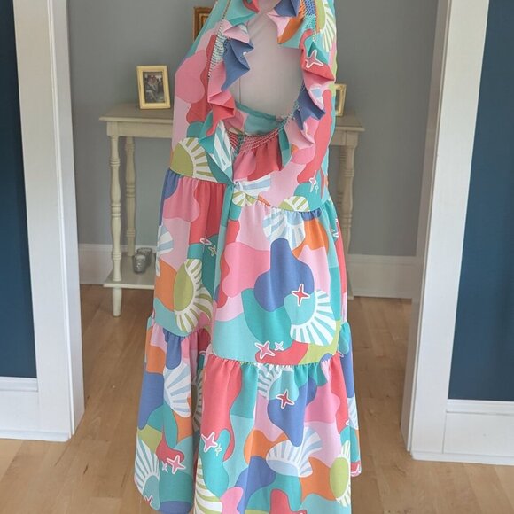 Michelle McDowell Everly Dress Size Medium Colorful Tiered With Ruffle Sleeve - Picture 5 of 9